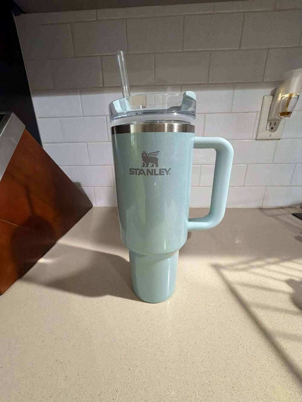 Stanley Quencher H2.0 FlowState Tumbler 40oz Shimmer Light Blue